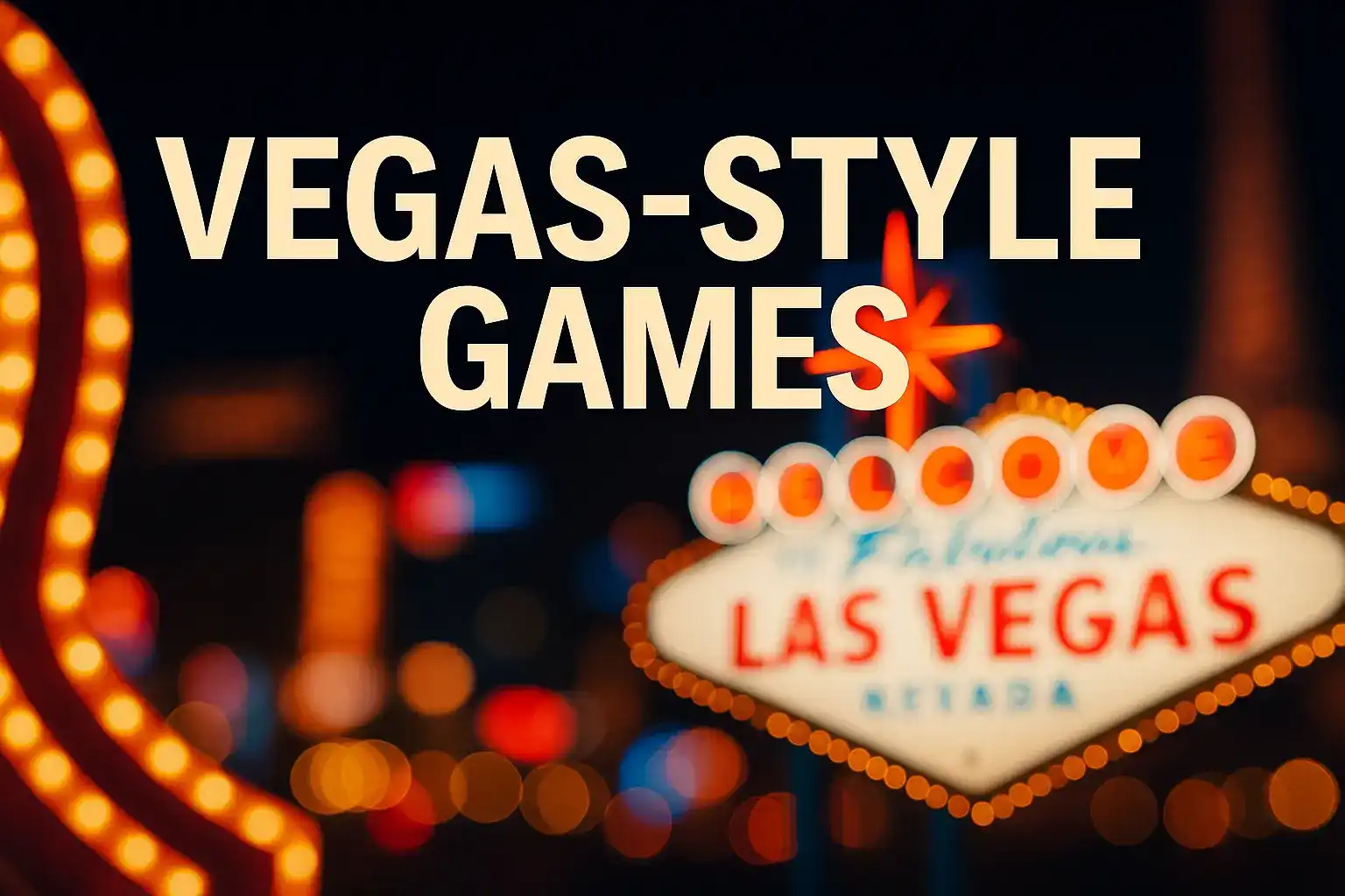 Classic Las Vegas casino sign with bright neon lights advertising Vegas-style games